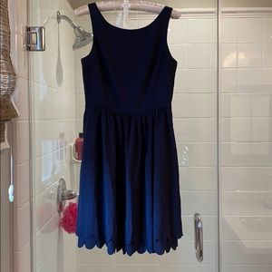 Navy scalloped trim Eliza J dress